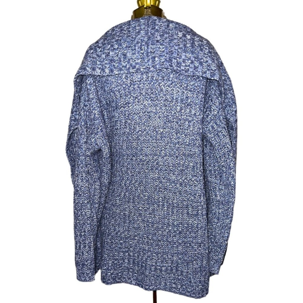 Larry Levine Blue Open Front Sweater Cardigan Thigh Length Womens Size Medium - Picture 6 of 8